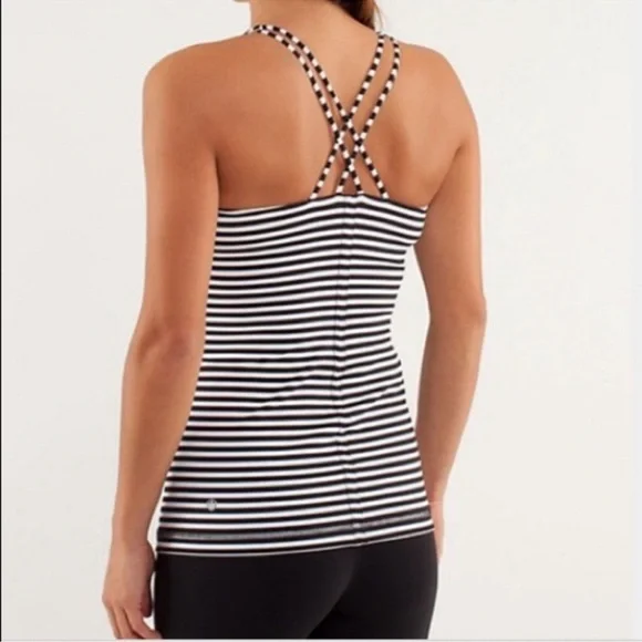 Lululemon Free To Be Tank Strappy Classic Stripe Black White stripes 4 - Picture 12 of 12